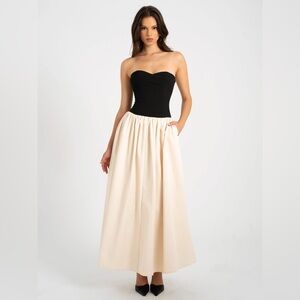 MISS CIRCLE NWT Sana Lace Up Drop Waist Maxi Dress S